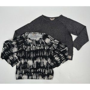 Lucky Brand Girl's Long Sleeve Raglan Knit Top T-Shirt Black Dip Dye/Gray S/7-8